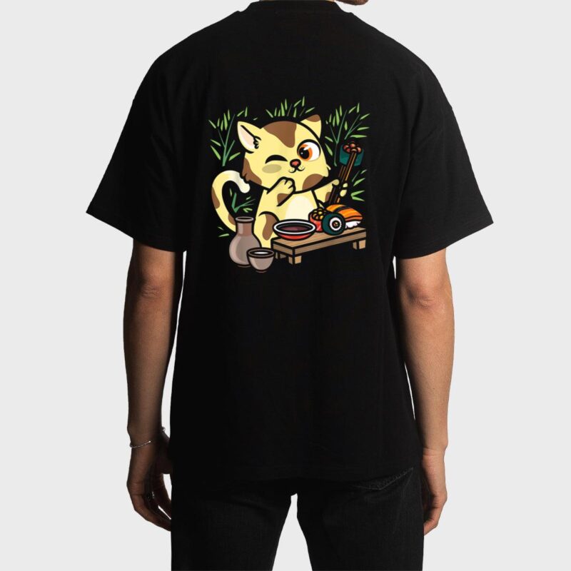 Animal Sushi Cat Lover Japanese Kawaii Cat Eating Food Art Men T-Shirt