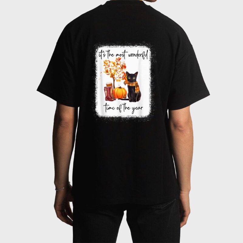 Black Cat Fall Itu2018s The Most Wonderful Time Of The Year Men T-Shirt