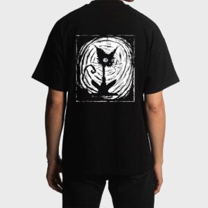 Black Cat Lazy Halloween Costume Scary Creepy Men T-Shirt