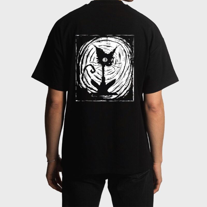 Black Cat Lazy Halloween Costume Scary Creepy Men T-Shirt