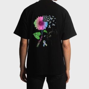Black Cat Sunflower Metastatic Breast Cancer Awareness Day Men T-Shirt