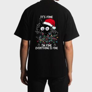 Black Cat christmas It's Fine I'm Fine Everything Is Fine Men T-Shirt