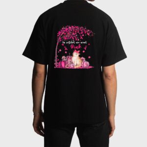 Breast Cancer Awareness In October We Wear Pink Pumpkin Cat Premium Men T-Shirt