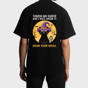 Cat Funny Ouch My Coffee And I Will Drink It From Your Skul Men T-Shirt