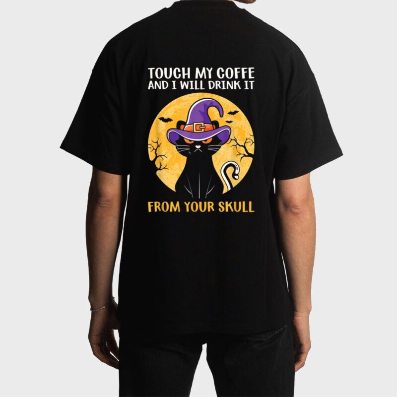 Cat Funny Ouch My Coffee And I Will Drink It From Your Skul Men T-Shirt