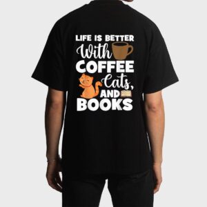 Cat Lovers Cats And Books Coffee Cats And Books Cat Books Men T-Shirt