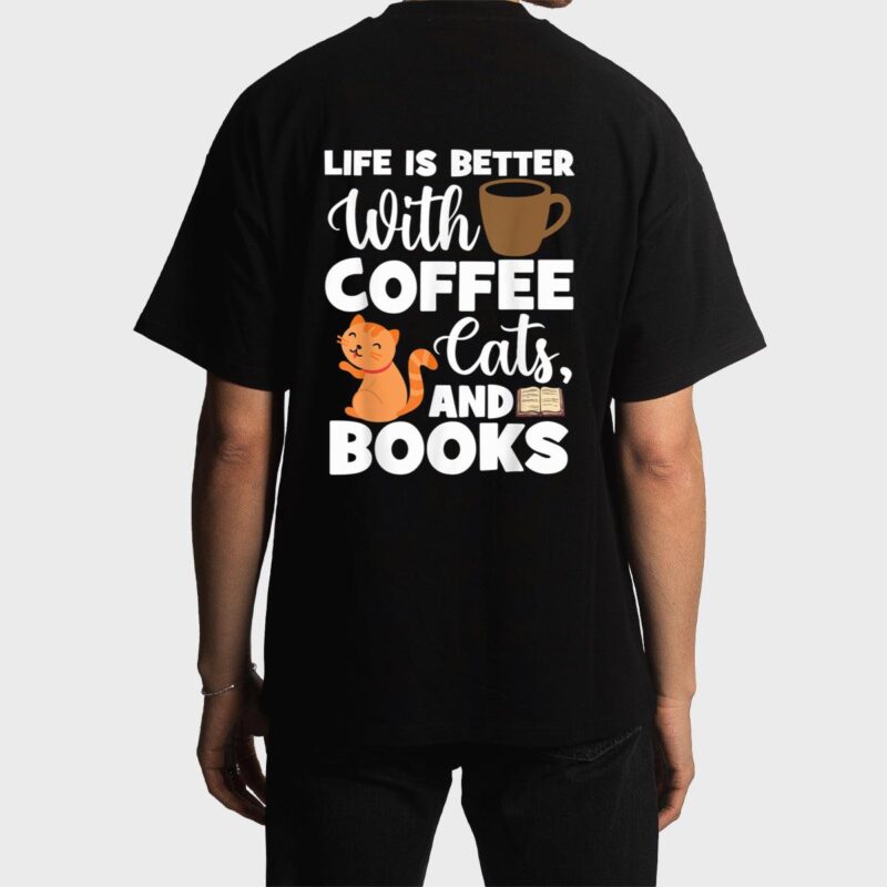 Cat Lovers Cats And Books Coffee Cats And Books Cat Books Men T-Shirt
