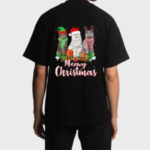 Cat Meowy Family Matching Christmas Pajamas Santa Cats Xmas Men T-Shirt