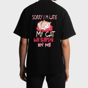Cat Shirt Sorry I'm Late My Cat Sleeping On Me Cat Men T-Shirt