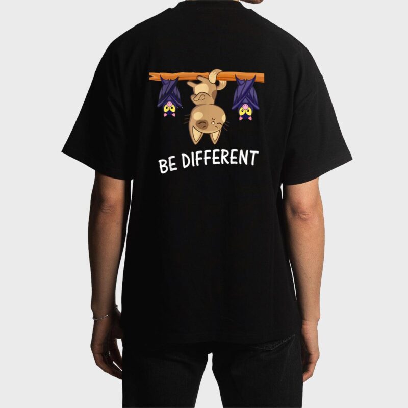 Cat with Bats Be different Funny Cat Lover Men T-Shirt
