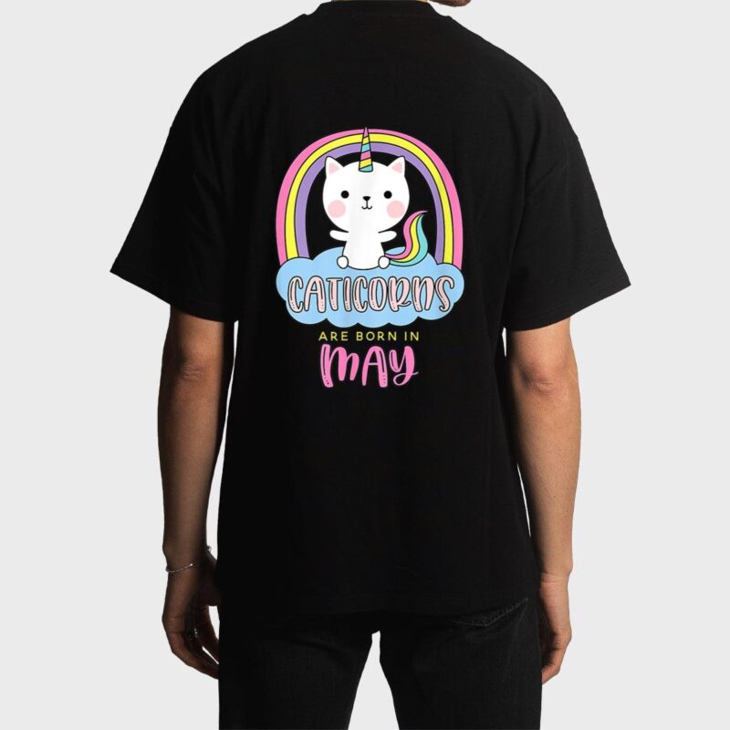 Caticorns Are Born In May Birthday Cat Unicorn Rainbow Cute Men T-Shirt