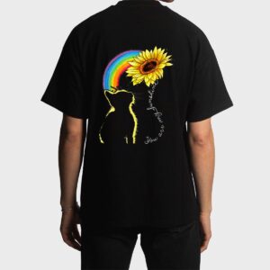 Cats Are My Sunshine Sunflower Rainbow Funny Cat Lovers Gift Men T-Shirt