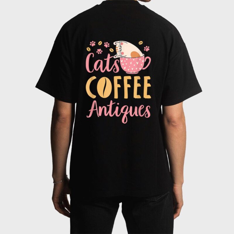 Cats Coffee Antiques Cat Lover Antiquing Men T-Shirt