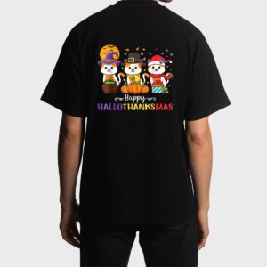 Cats Happy HalloThanksMas Men T-Shirt