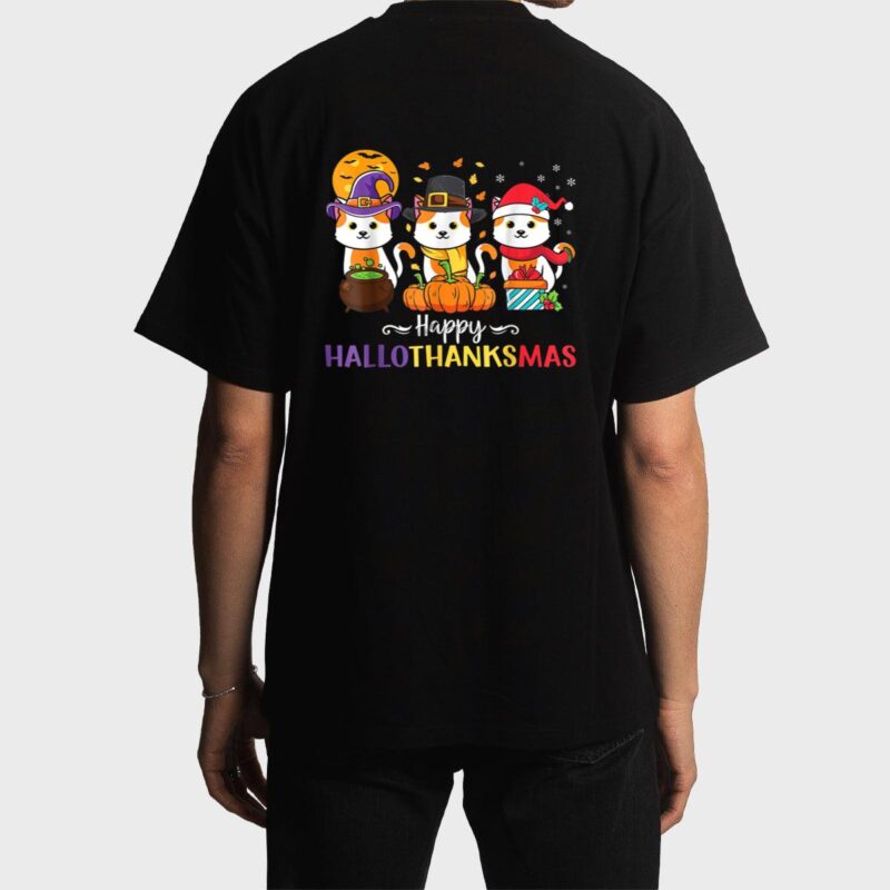 Cats Happy HalloThanksMas Men T-Shirt