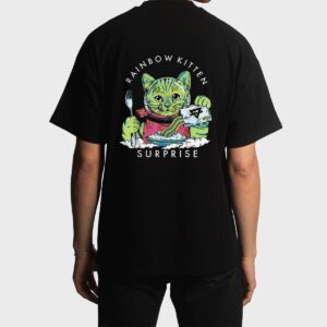 Cats Rainbow Kitten Surprise Cute Eat Retro Animals Vintage Men T-Shirt