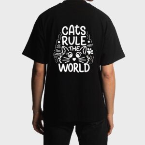 Cats Rule He World Funny Cat Lovers Men T-Shirt