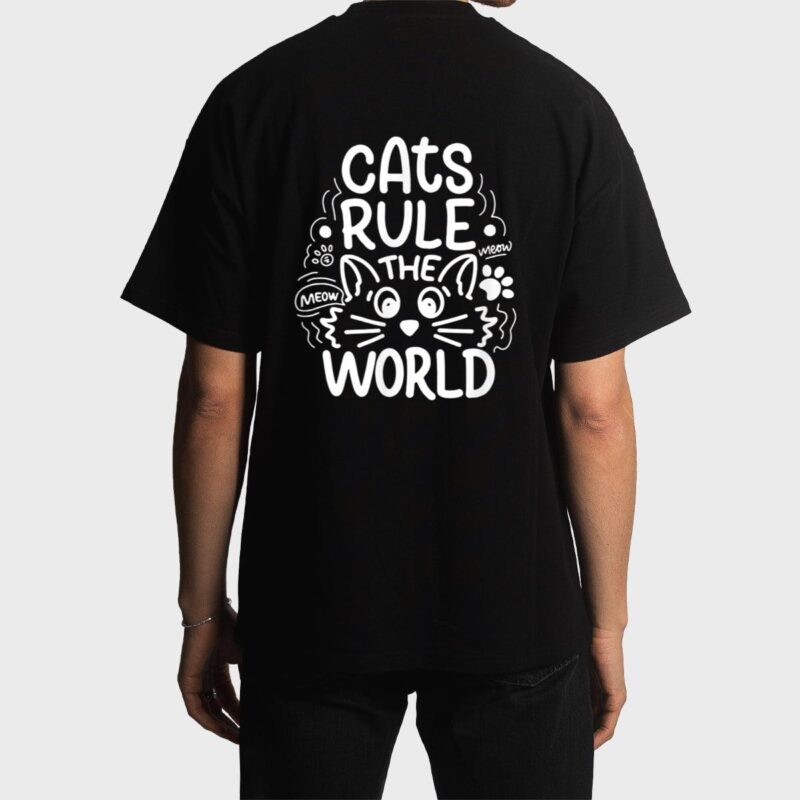Cats Rule He World Funny Cat Lovers Men T-Shirt