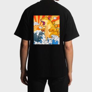 Catzilla Vintage Kawaii Cute Cat Art Japanese Sunset Men T-Shirt