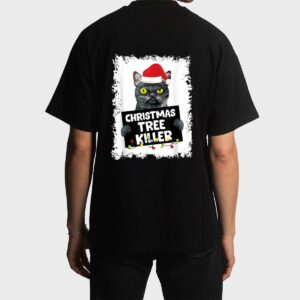 Christmas Tree Killer Naughty Black Cat Christmas Men T-Shirt