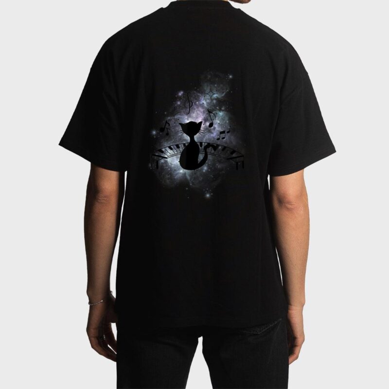Cool Music and Cats - Cat Playing Piano - Music Note Lover Men T-Shirt
