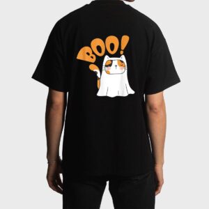 Cut Cat Ghost Halloween Boo Saying Men T-Shirt