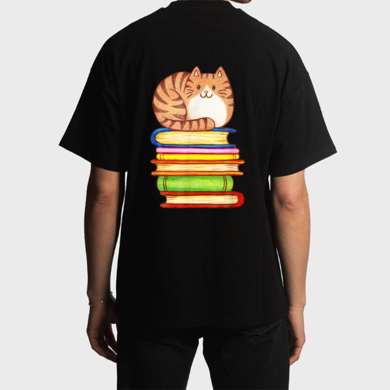 Cute Cat Books Graphic Women S Book Lovers Eacher Men T-Shirt