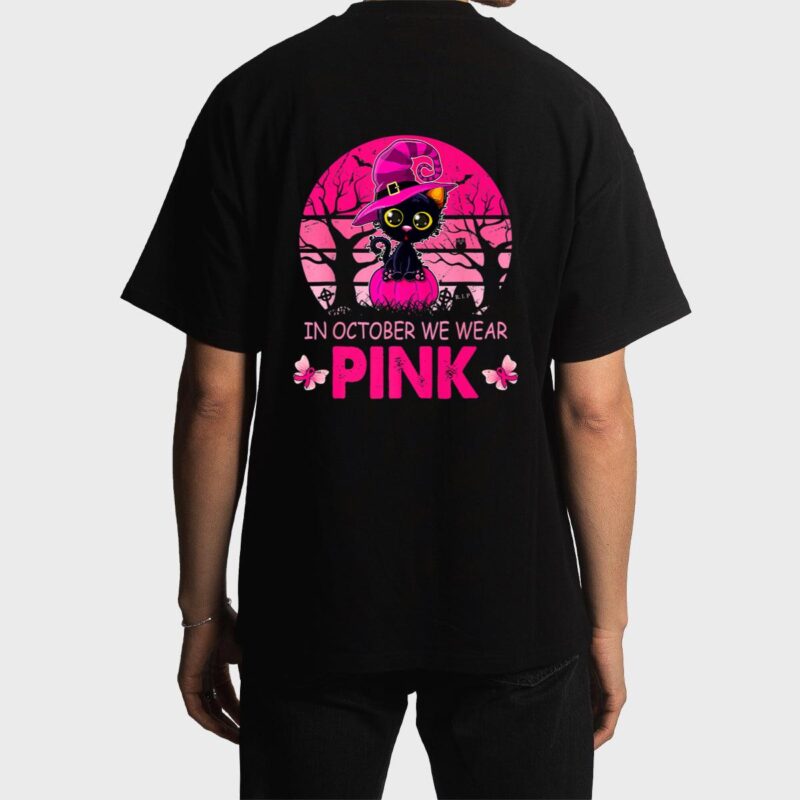 Cute Cat Breast Cancer Awareness In October We Wear Pink Men T-Shirt
