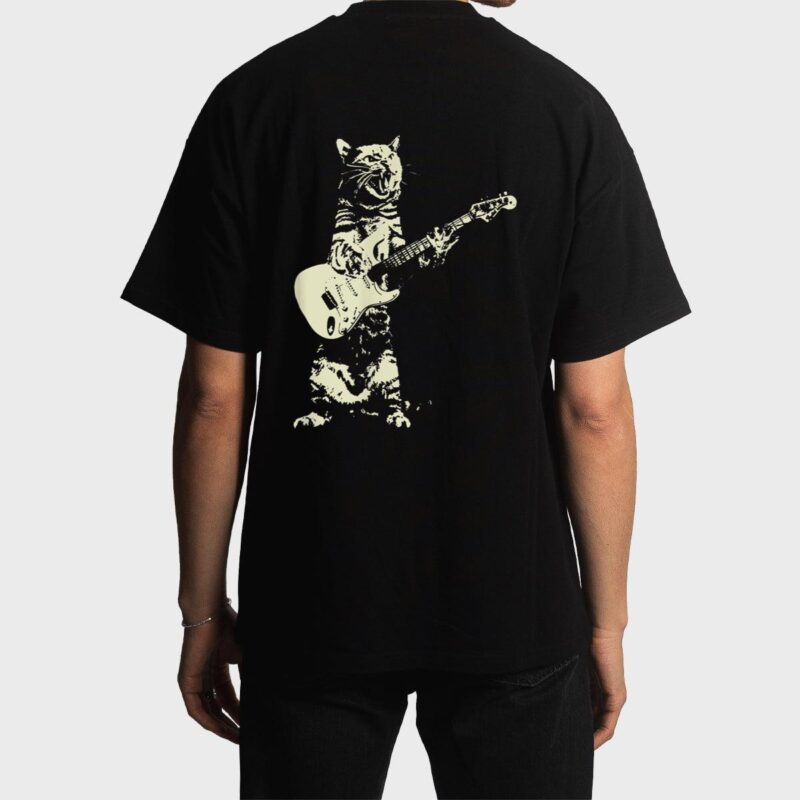 Cute Cat Playing Guitar Men T-Shirt