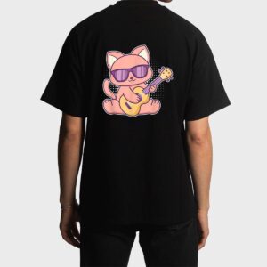 Cute Cat With Sunglasses Playing On A Guitar Men T-Shirt