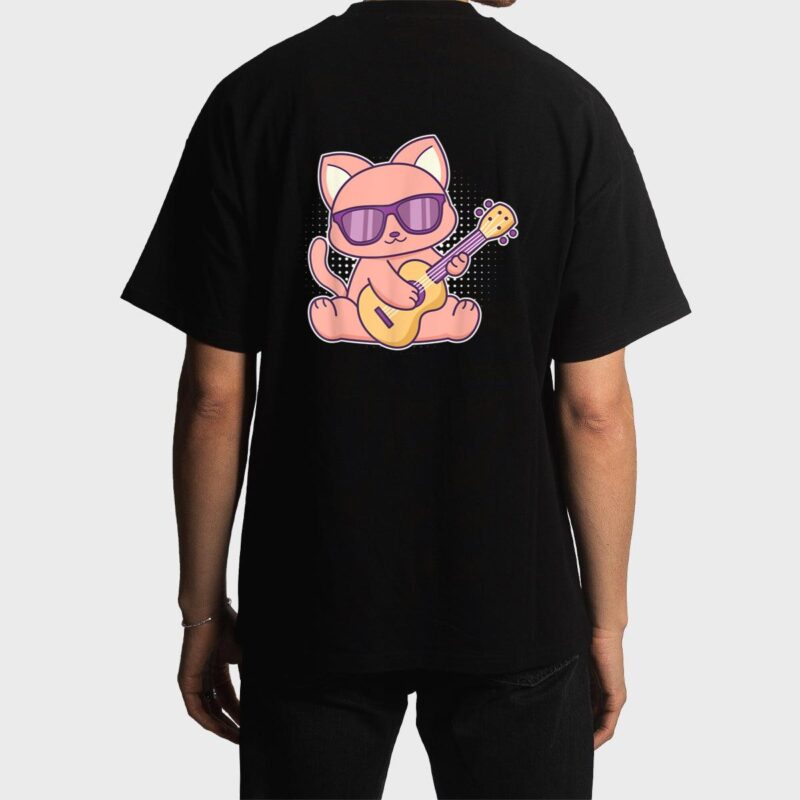 Cute Cat With Sunglasses Playing On A Guitar Men T-Shirt