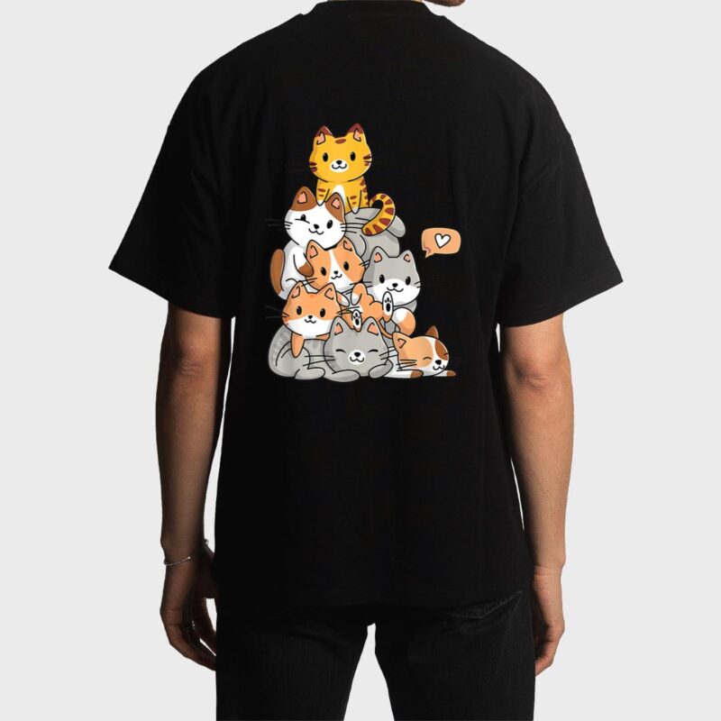Cute Kawaii Cat Kitty Meowtain Cats Pile Chibi Women Girls Men T-Shirt