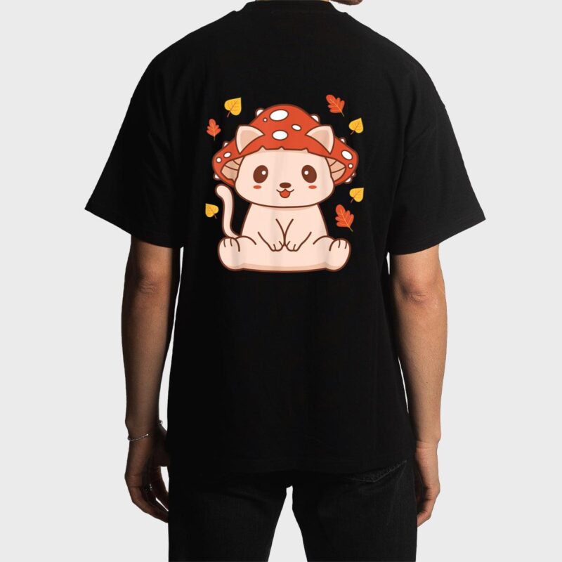 Cute Kawaii Toadstool Cat - Aesthetic Mushroom Kitten Men T-Shirt