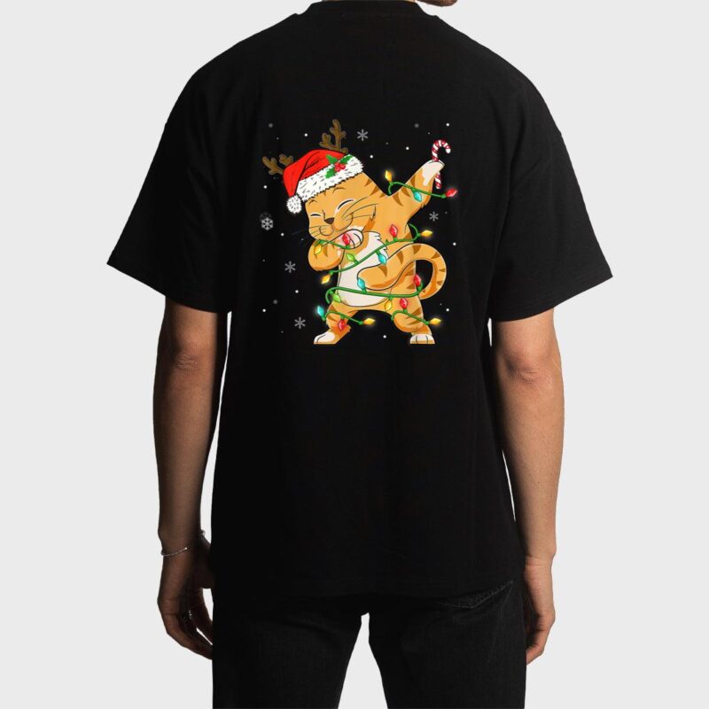 Dabbing Cat Santa Christmas Kids Boys Girls Catmas Xmas Men T-Shirt