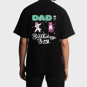 Dad Of He Birthday Boy Donut Dabbing Unicorn Kitten Cat Men T-Shirt