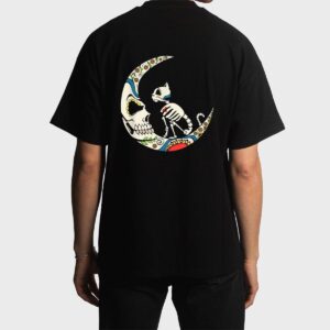 Dia De Los Muertos Crescent Moon And Cat Sugar Skull Men T-Shirt