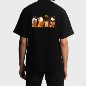 Fall Coffee Pumpkin Spice Latte Iced Autumn Black Cat Men T-Shirt