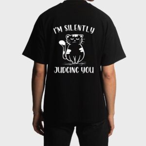 Funny Black Cat I'm Silently Judging You Retro Men T-Shirt