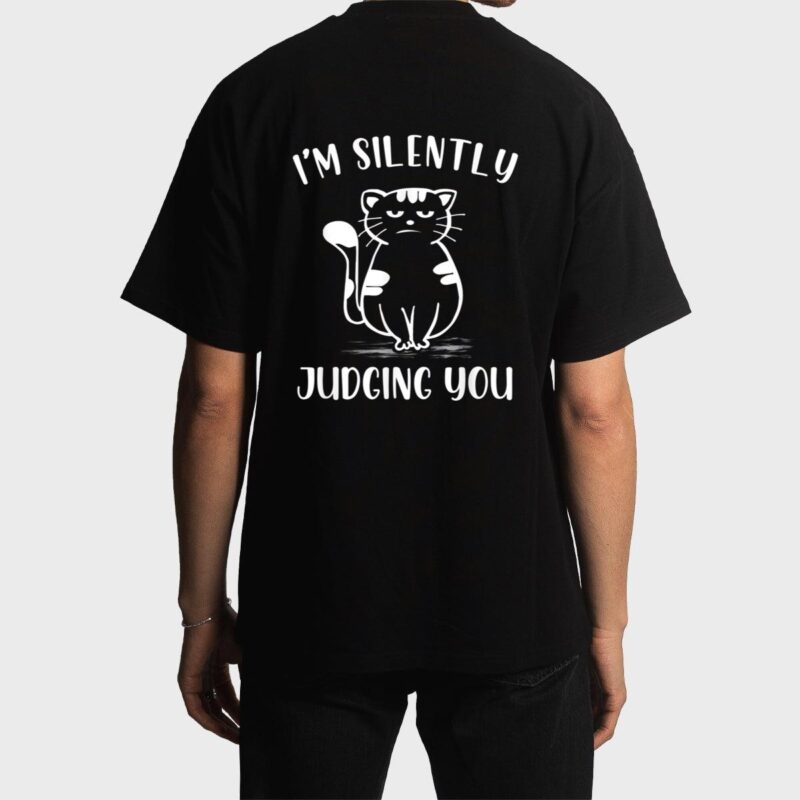 Funny Black Cat I'm Silently Judging You Retro Men T-Shirt