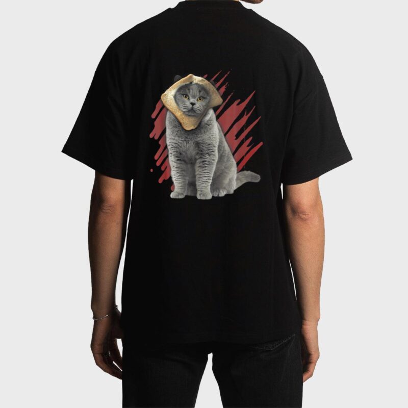 Funny Cat Apparel Cat With Slice Of Bread On Face Cat Lovers Men T-Shirt