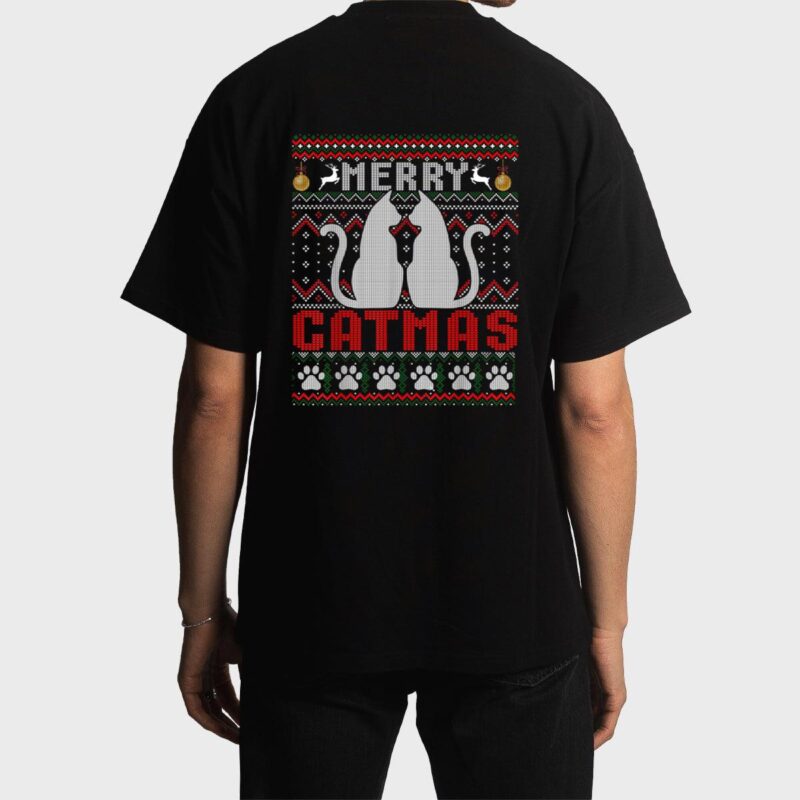 Funny Cat Lover Merry Catmas Christmas Men T-Shirt