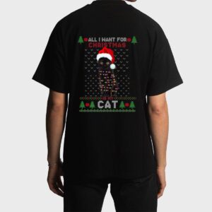 Funny Cat lovers Cute Cat Santa Hat Ugly Christmas Sweater Premium Men T-Shirt