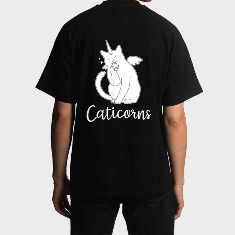 Funny Caticorn  Cat Unicorn Meow Kitty Funny Black Cat Men T-Shirt