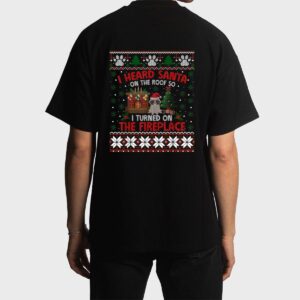 Funny Christmas Cat Hates Santa Annoyed Cat Men T-Shirt