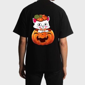Funny Halloween Jack-O-Lantern Pumpkin Cat Gifts Men T-Shirt
