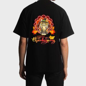 Funny Maine Coon Cat Urkey Happy Hanksgiving Men T-Shirt