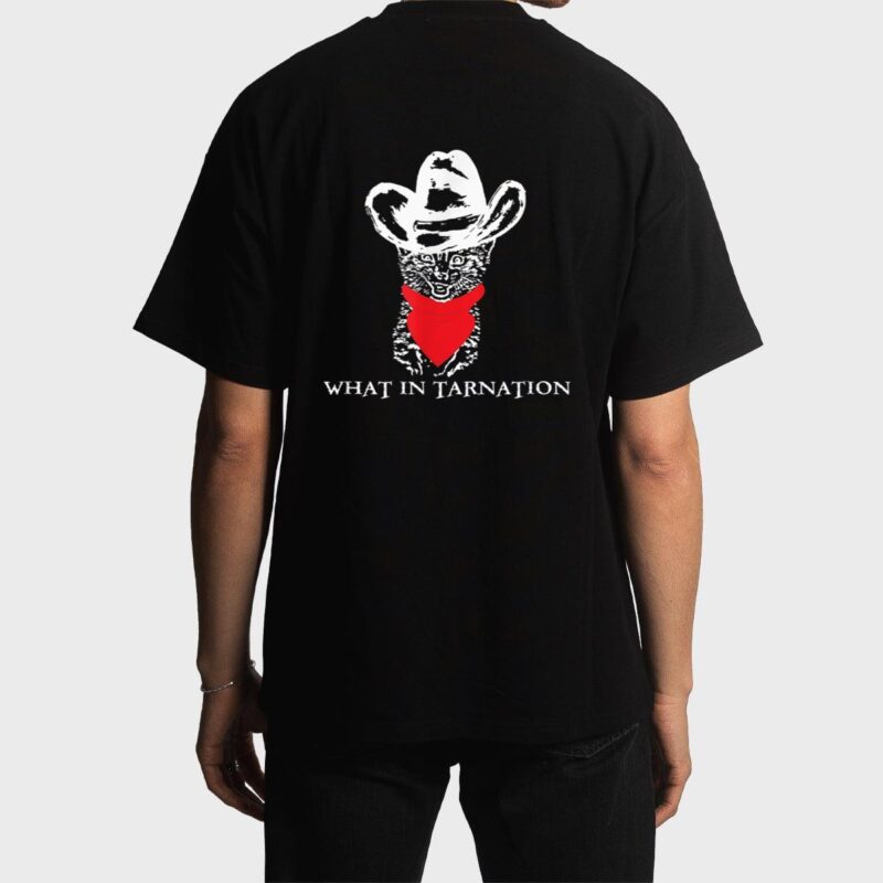 Funny Meme What In Tarnation Cat Cowboy Hat Men T-Shirt