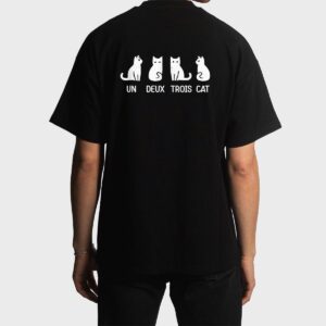 Funny Meow Kitty Un Deux Trois Cat Funny Black Cat Men T-Shirt