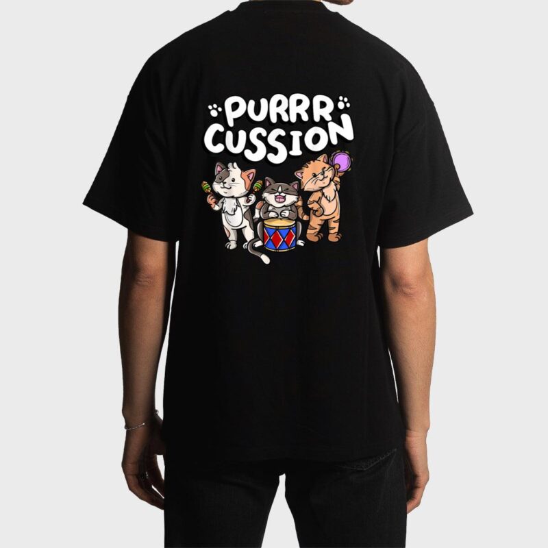 Funny Purrr Cussion Kitty Cat Percussion Player Music Men T-Shirt