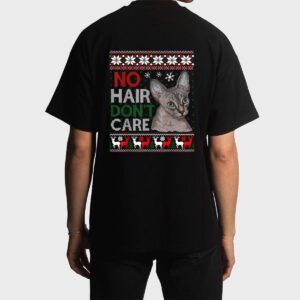 Hairless Cat Ugly Christmas Sweater Sphynx Cat Men T-Shirt